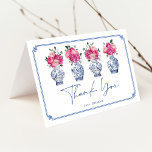 Tarjeta De Agradecimiento Clásica Chinoiserie Porcelana Bridal Shower<br><div class="desc">Esta encantadora tarjeta de agradecimiento incluye tarros de jengibre azules y blancos y peonías de rubor rosado. Haga clic en el botón "personalizar adicional" si desea reorganizar y formatear el estilo y la ubicación del texto.</div>