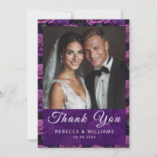 Tarjeta De Agradecimiento Clásica Corona de Novia con Clavel Morado Personal