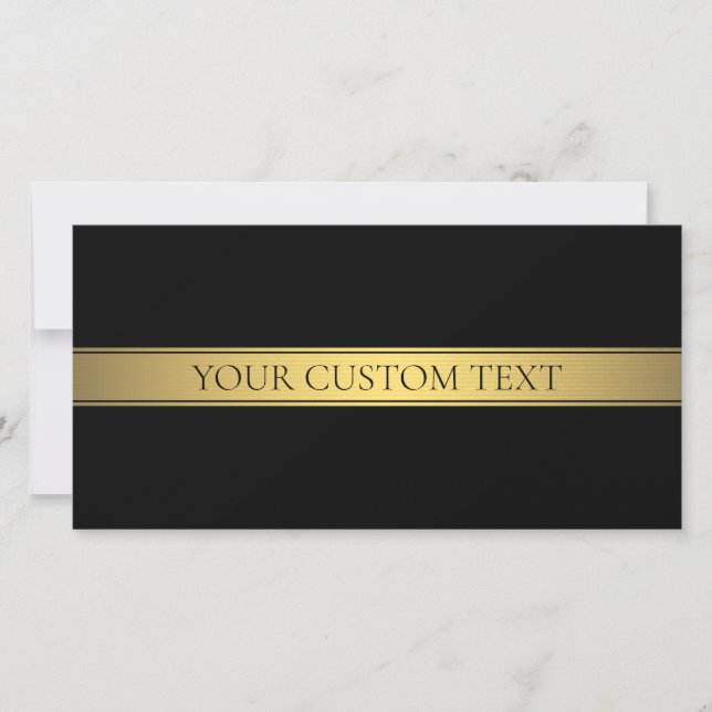 Tarjeta De Agradecimiento Clásica Faux Gold Stripe & Black Background o DIY (Anverso)