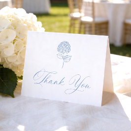 Tarjeta De Agradecimiento Clásica Foto de Boda con Hortensias Azules