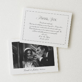 Tarjeta De Agradecimiento Clásica Foto de Boda en Blanco y Negro