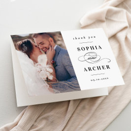 Tarjeta De Agradecimiento Clásica foto de boda en blanco y negro