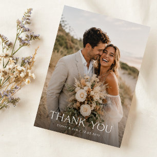 Tarjeta De Agradecimiento Clásica Foto de Boda Formal y Elegante
