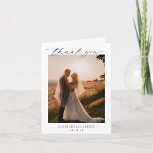 Tarjeta De Agradecimiento Clásica foto en blanco y negro Elegante boda