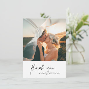 Tarjeta De Agradecimiento Clásica foto en blanco y negro elegante boda