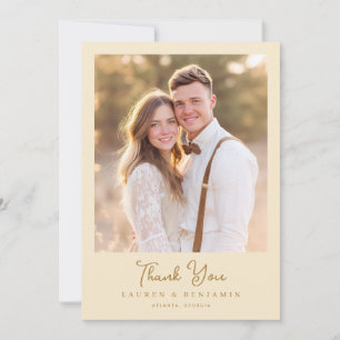Tarjeta De Agradecimiento Clásica Foto Romántica en Beige