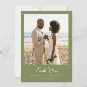 Tarjeta De Agradecimiento Clásica Foto Romántica Oliva
