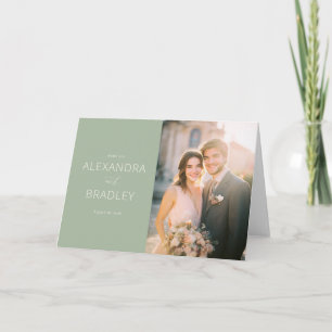 Tarjeta De Agradecimiento Clásica Foto Romántica Verde Menta