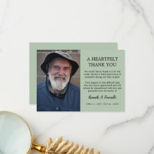 Tarjeta De Agradecimiento Clásica Foto Sentimental de Funeral