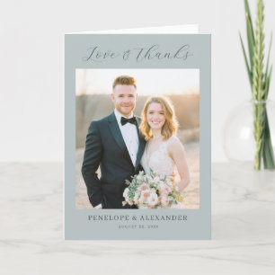 Tarjeta De Agradecimiento Clásica Foto Teal Romántica