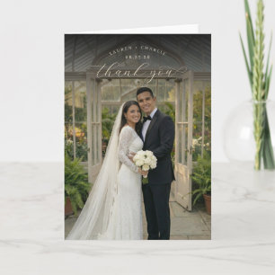 Tarjeta De Agradecimiento Clásica Foto Verde Romántica