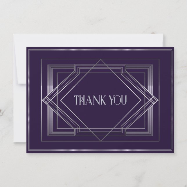 Tarjeta De Agradecimiento Clásica Gatsby Deco Boda Gracias 3 Manuela (Anverso)