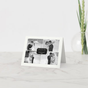 Tarjeta De Agradecimiento Clásica Placa del Libro 4 Boda multifoto elegante
