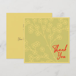 Tarjeta De Agradecimiento Clásico Amarillo Topaz Floral Golden Red Textos