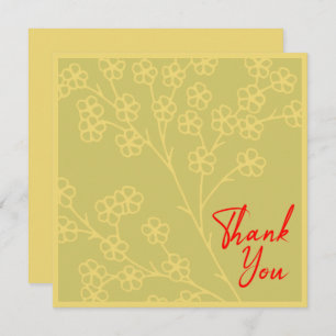Tarjeta De Agradecimiento Clásico Amarillo Topaz Floral Golden Red Textos