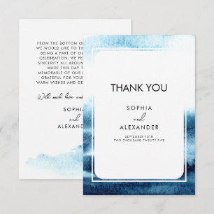 Tarjeta De Agradecimiento Clásico Arco de Acuarela Azul Marino Boda