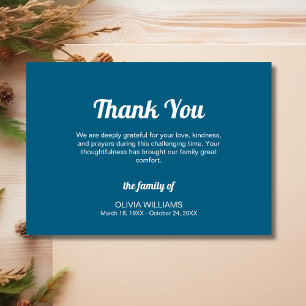Tarjeta De Agradecimiento Clásico azul océano Simpatía Funeral Tradicional