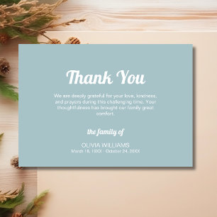 Tarjeta De Agradecimiento Clásico Azul Polvoriento Simpatía Funeral Tradicio