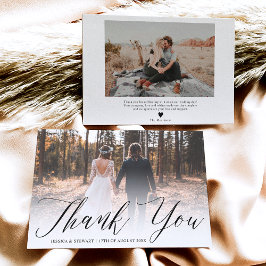 Tarjeta De Agradecimiento Clásico blanco negro gracias a 2 bodas de fotos