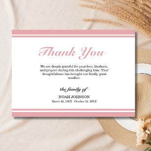 Tarjeta De Agradecimiento Clásico borde blanco y rosa de memorial