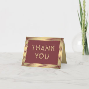 Tarjeta De Agradecimiento Clásico borde elegante burgundy y oro doblado