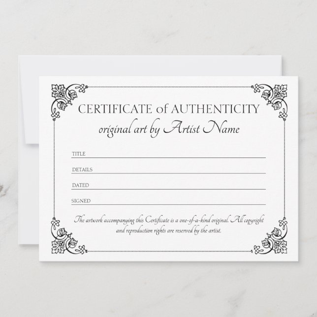 Tarjeta De Agradecimiento Clásico certificado elegante de autenticidad (Anverso)