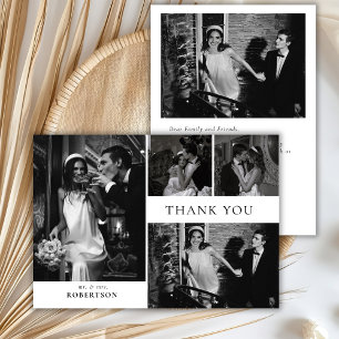 Tarjeta De Agradecimiento Clásico Collage de Fotos de Boda con Tipografía El