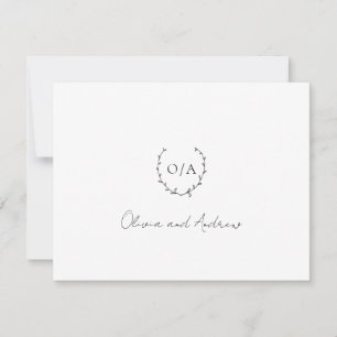 Tarjeta De Agradecimiento Clásico Corona de Monograma Cresta Boda Elegante