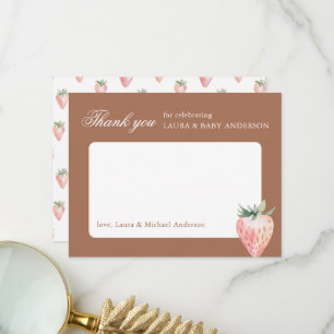 Tarjeta De Agradecimiento Clásico Cumple de Bebé Fresa Dulce