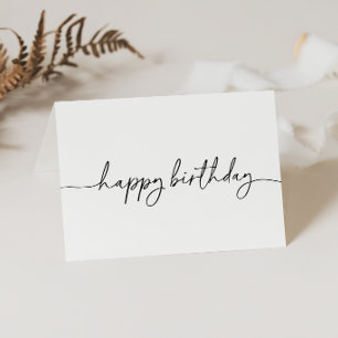 Tarjeta De Agradecimiento Clásico de Cumpleaños Feliz Doblez Blanco Negro