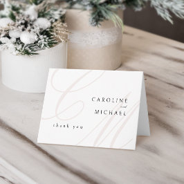 Tarjeta De Agradecimiento Clásico Elegancia caligrafía monograma boda