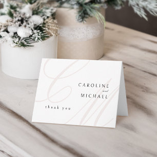Tarjeta De Agradecimiento Clásico Elegancia caligrafía monograma boda