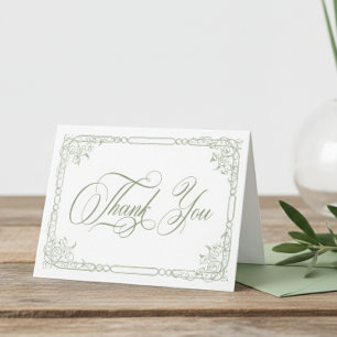 Tarjeta De Agradecimiento Clásico Elegante Floral de Sauce Marco Foto Boda