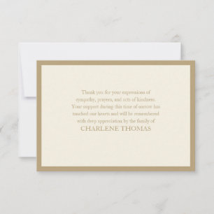 Tarjeta De Agradecimiento Clásico Elegante Mensaje Simple Memorial Funeral