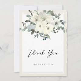 Tarjeta De Agradecimiento Clásico Elegante Vintage Boda Floral Crema