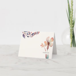 Tarjeta De Agradecimiento Clásico floral de hojas azules acuarela