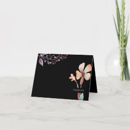 Tarjeta De Agradecimiento Clásico floral de hojas de acuarela azul