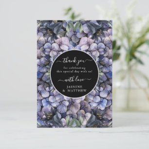 Tarjeta De Agradecimiento Clásico floral negro temperamental boda chic acuar