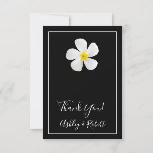 Tarjeta De Agradecimiento Clásico formal moderno, blanco sobre negro, Boda