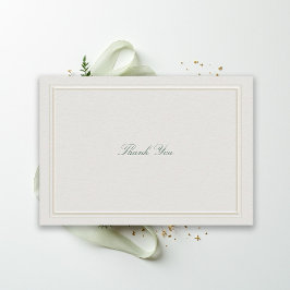 Tarjeta De Agradecimiento Clásico Formal Verde Marco Elegante Boda Ecru