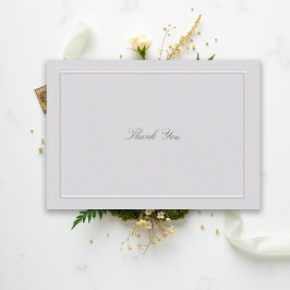 Tarjeta De Agradecimiento Clásico Formal Verde Marco Elegante Boda Marfil