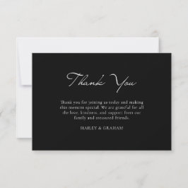 Tarjeta De Agradecimiento Clásico guión caligrafía mínima Boda negro
