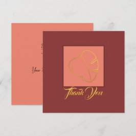 Tarjeta De Agradecimiento Clásico Hoja de Oro Elegante Rosa Púrpura