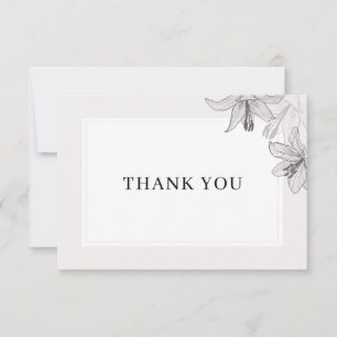 Tarjeta De Agradecimiento Clásico Ilustrado Floral Lirios