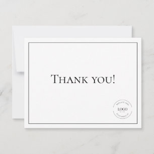 Tarjeta De Agradecimiento Clásico Logotipo de Empresa Blanco y Negro Agradec