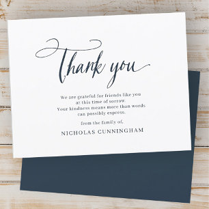 Tarjeta De Agradecimiento Clásico Memorial Tipografía Cursiva Simple