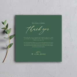 Tarjeta De Agradecimiento Clásico Minimal Modern Green Elegant Wedding