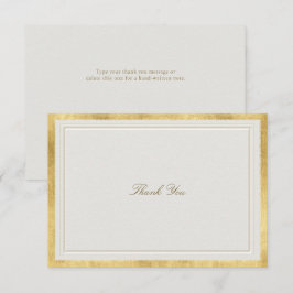 Tarjeta De Agradecimiento Clásico Moderno Boda Formal Ecru Oro Falso