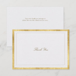 Tarjeta De Agradecimiento Clásico Moderno Bodas Formales Perlas Doradas Fals