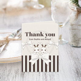 Tarjeta De Agradecimiento Clásico moderno conejito de dibujos animados gemel